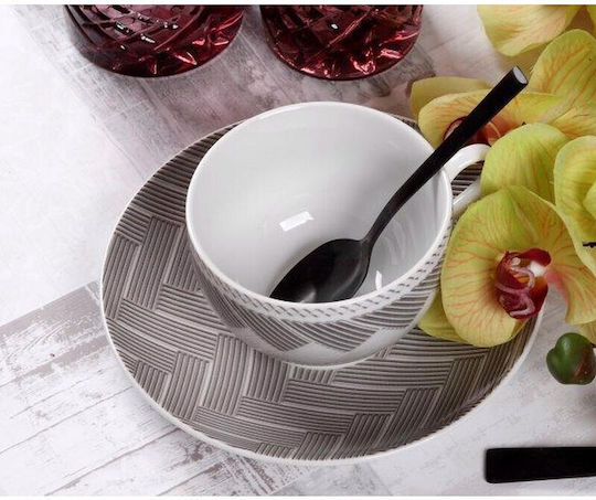 Cryspo Trio Plaza Set Tassen Kaffee aus Porzellan Gray 100ml 6Stück