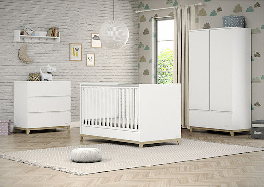 Casababy Zoom Комплекти бебешки мебели с Креват, Комод и Гардероб Бял