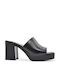 Sante Chunky Heel Leather Mules Black