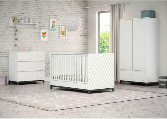 Casababy Rombo Комплекти бебешки мебели с Креват, Комод и Гардероб Бял
