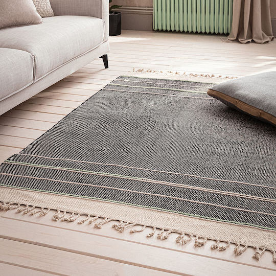 Gofis Home Aladdin 704 Teppich Rechteckig Baumwolle mit Fransen 15 Carbon / Sea