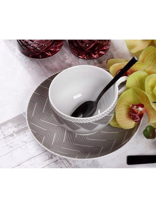 Cryspo Trio Plaza Set Tassen Tee aus Porzellan Gray 250ml 6Stück