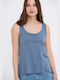 Funky Buddha Women's Athletic Blouse Sleeveless Blue Heaven