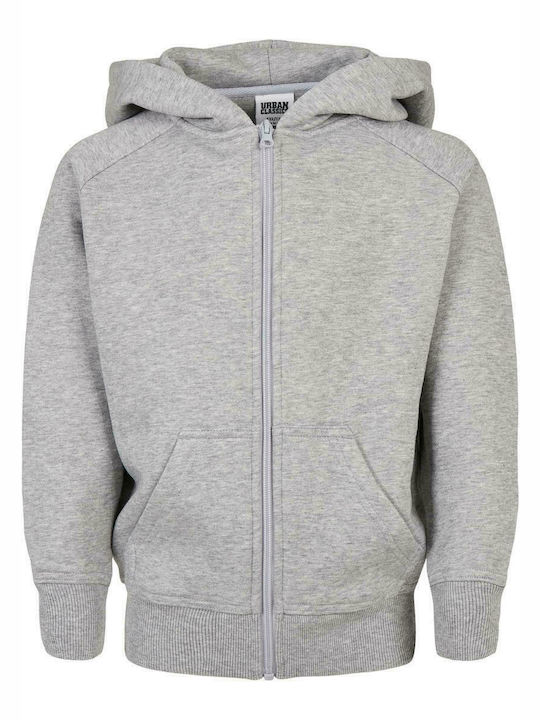 Urban Classics Boys Hooded Sweatshirt with Zipper Gray