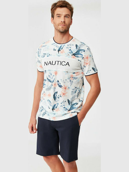 Nautica Sommer Herrenpyjama Baumwollene Mehrfarbige