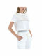 Kendall + Kylie Women's Summer Crop Top Cotton Short Sleeve White