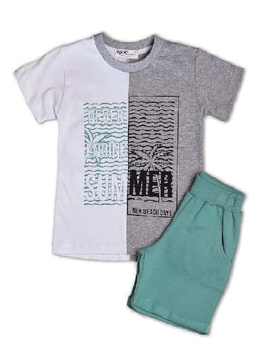 Nek Kids Wear Kids Set with Shorts Summer 2pcs Gray