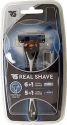 Realshave Ανδρική Λαβή Και Ανταλλακτικά Ξυραφάκια Razor cu Cap de schimb 6 lame & Bandă lubrifiantă