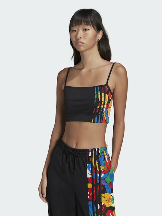 Bluze Damă Crop Top Bumbac Cu Bretele Negru