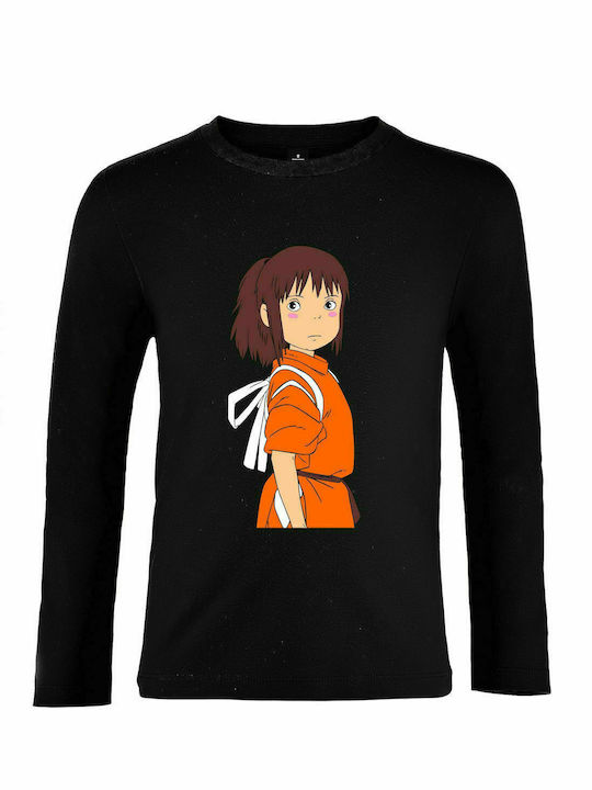 Kinder-Langarmshirt, "Chihiro , Spirited Away", Schwarz