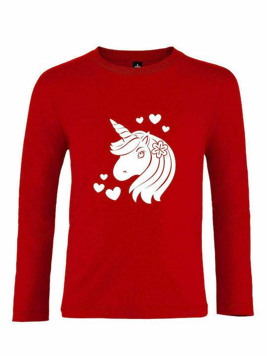 Children's Long Sleeve , " I Am A Lovely Unicorn ", Red