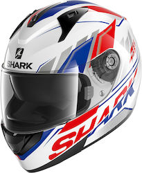 Shark Ridill 1.2 Phaz Full Face Helmet 1550gr White/Blue/Red HE0533EWH