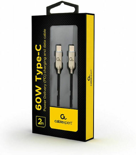 Gembird USB 2.0 Cable USB-C male - USB-C 60W PD Μαύρο 2m CC-USB2PD60-CMCM-2M
