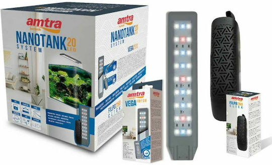 Amtra Nanotank Cubo System 20 Ενυδρείο Ψαριών Χωρητικότητας 18lt με Φωτισμό, Φίλτρο, 25x25x30εκ.