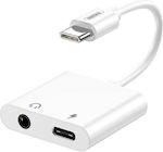 Remax RL-LA11 Convertor USB-C masculin în 3.5mm / USB-C feminin Alb