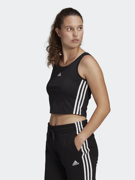 Adidas Essentials Αμάνικο Αθλητικό Crop Top Μαύρο