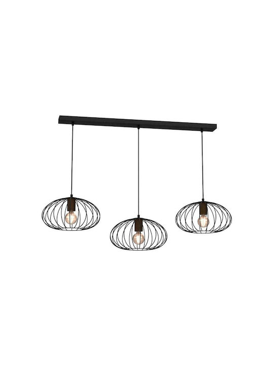 Milagro Meridiano Pendant Light Three-Light Rail for Socket E27 Black