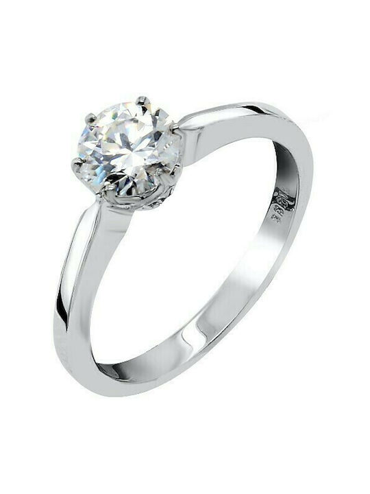 18K White gold solitaire ring with moisanite