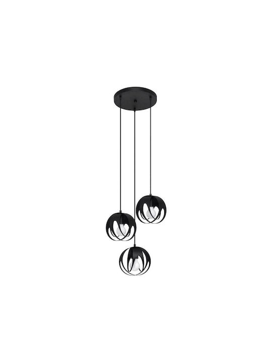 Sollux Tulos Pendant Light Three-Light Ball for Socket E27 Black