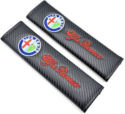 Set of 2pcs Car Seat Belt Pads Black Carbon Alfa Romeo