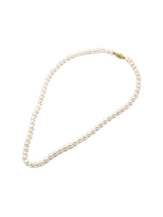 Ortaxidis Necklace from White Gold 14K with Pearls