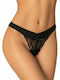 Women's String with Lace Black