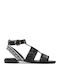 Astra Leather Women's Flat Sandals in Black Color