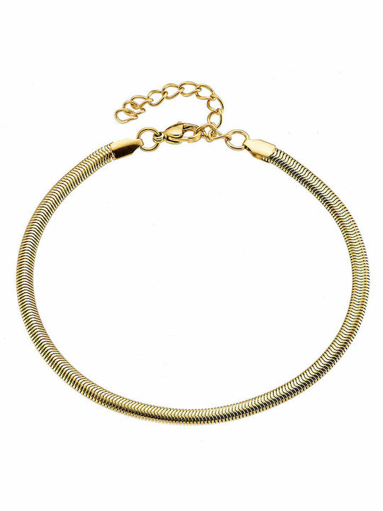 Women's Foot Bracelet 03760 snake gold flat stainless steel