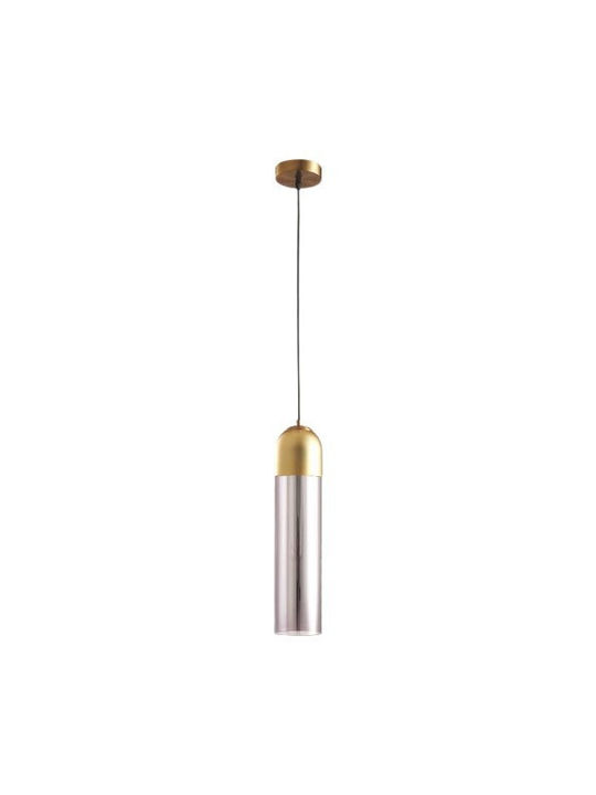 Eurolamp Μοντέρνο Κρεμαστό Φωτιστικό Μονόφωτο με Ντουί E14 σε Χρυσό Χρώμα