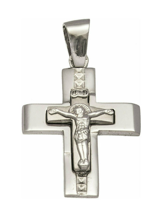 Mertzios.gr White Gold Cross 14K with the Crucified