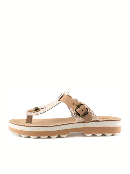 Fantasy Sandals Leder Damen Flache Sandalen Camel