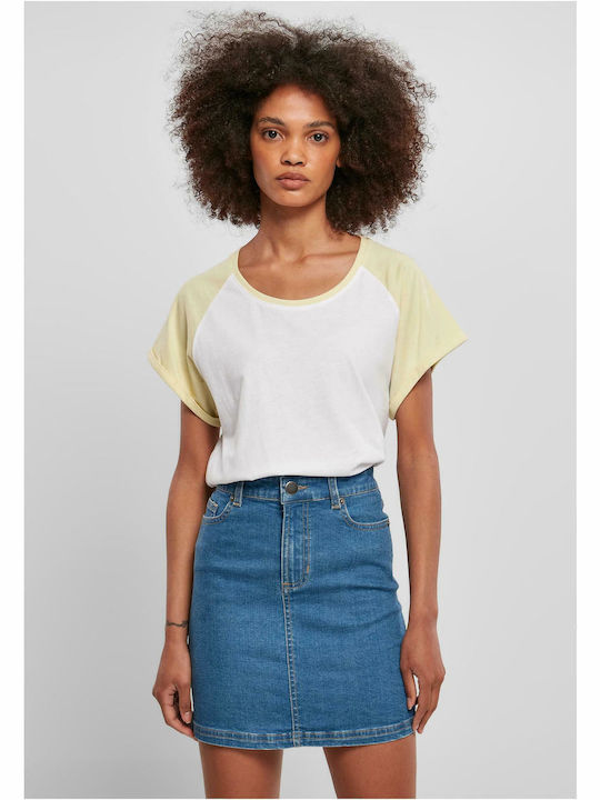 Γυναικείο T-shirt White / Soft Yellow