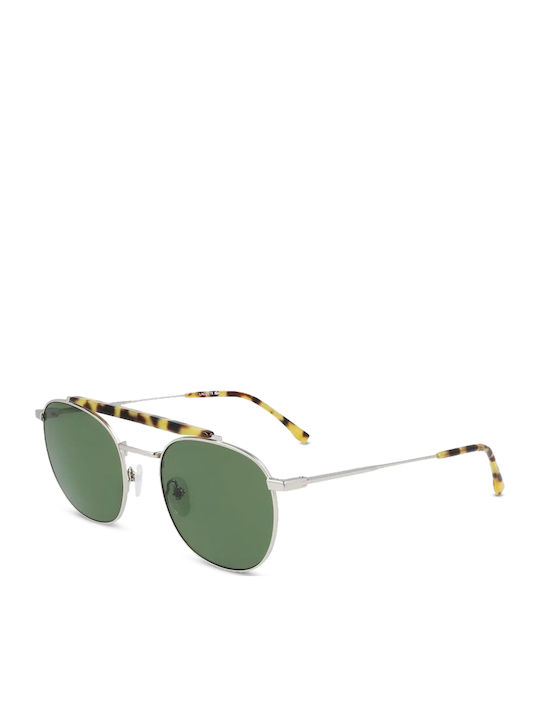 Lacoste Men's Sunglasses with Silver Frame and Green Lens L241S-045
