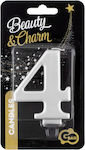 Birthday Candle Number "4" in Silver Color PF-SCS4