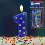 Birthday Candle Number "1" in Blue Color (Μiscellaneous Designs) 005.04.01