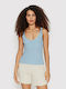 Vero Moda Women's Summer Blouse Sleeveless with V Neckline Light Blue