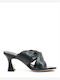 Favela Brooklyn Thin Heel Leather Mules Black