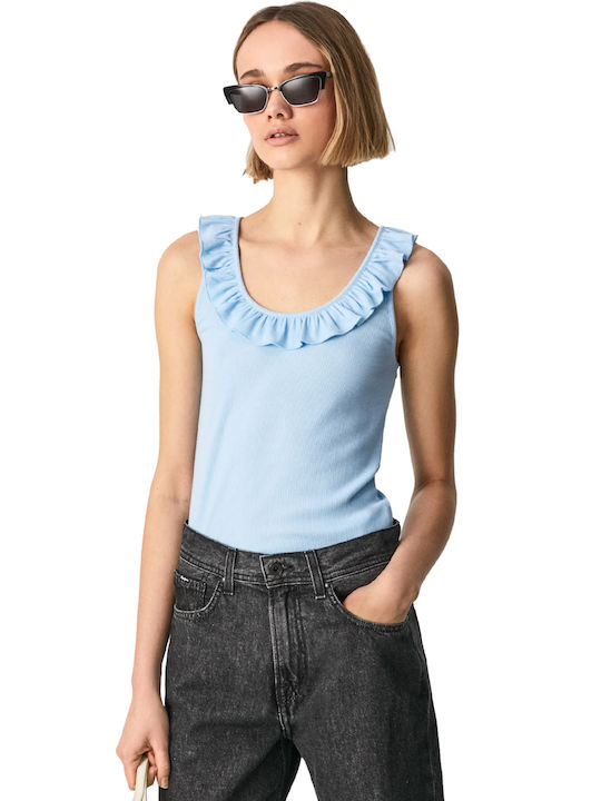 Pepe Jeans dorina Damen Sommer Bluse Ärmellos Dazed Blue