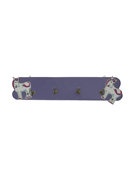 Oxygen Πόνυ Cuiere pentru Copii Multi Hook Lemn Purple 35x15cm 1buc