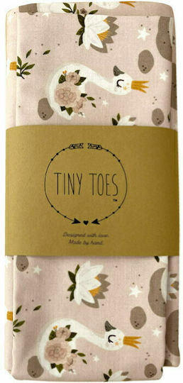 Tiny Toes White Swan Baby Sheets Set Crib Cotton Pink 110x180cm 3pcs
