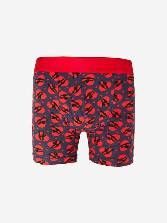 CotBoxer Men's Boxer Red with Patterns