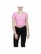 Only Damen Sommer Crop Top Kurzarm mit V-Ausschnitt Sachet Pink