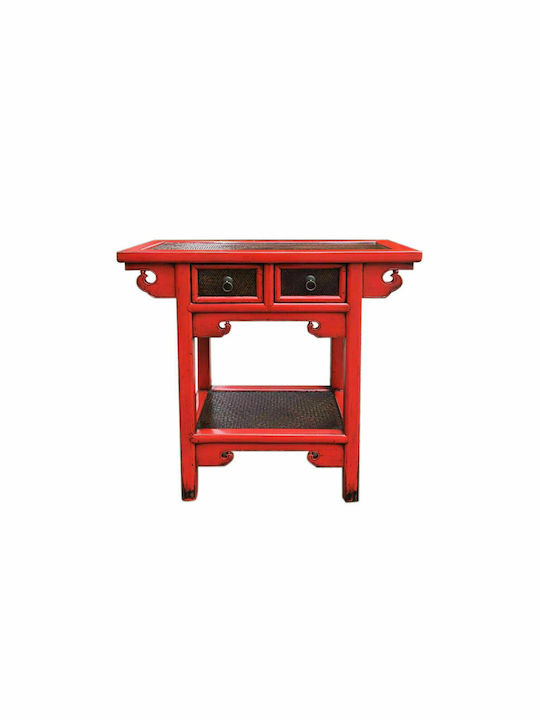 Solid Wood Console Table Red L85xW35xH80cm