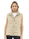 Kurz Damen Ärmellos Puffer Jacke Beige