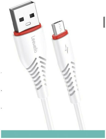 Leewello SJX-158 Regular USB 2.0 to micro USB Cable Λευκό 1m