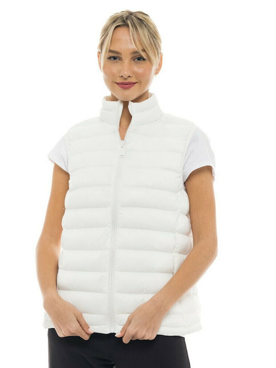 Splendid Kurz Damen Ärmellos Puffer Jacke Weiß