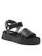 Geox Leder Damen Flache Sandalen in Schwarz Farbe