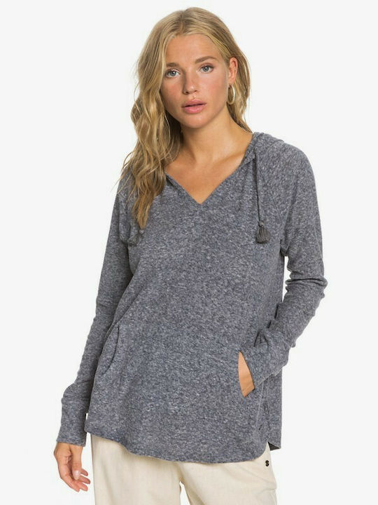 Roxy Women's Blouse Cotton Long Sleeve with Hood Gray