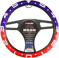 Simoni Racing Husă Volan Auto cu Diametru 37-39cm. Roșu Piele Albastru