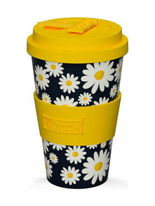 Daisy Bamboo Cup with Lid Black 435ml